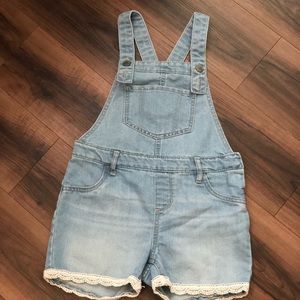 The Children’s Place Denim Short Overalls w/ Lace